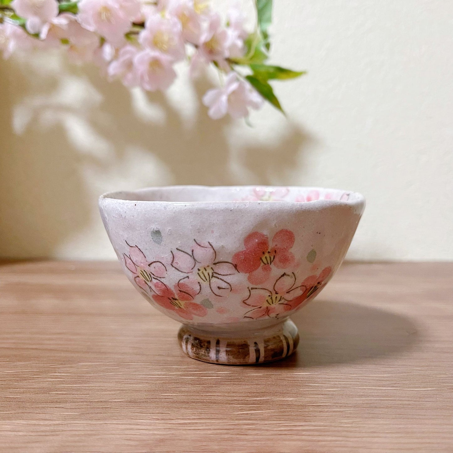 Handmade Japanese Sakura Bowl | Hand Drawn Petals Cherry Blossoms Soup Bowls | Salad Bowls Set | Rice Bowls | Wabi Sabi Style Matcha Bowl