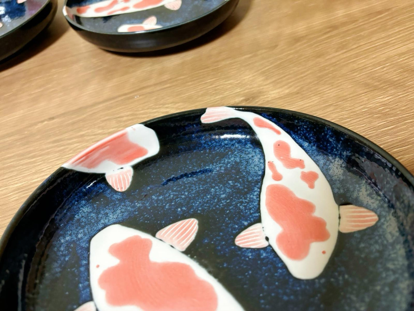 Set of 3, Koi Fish Pasta Plate Japanese Mino Ware Made in Japan Tableware Set Authentic Japanese tableware handmade sushi plate set