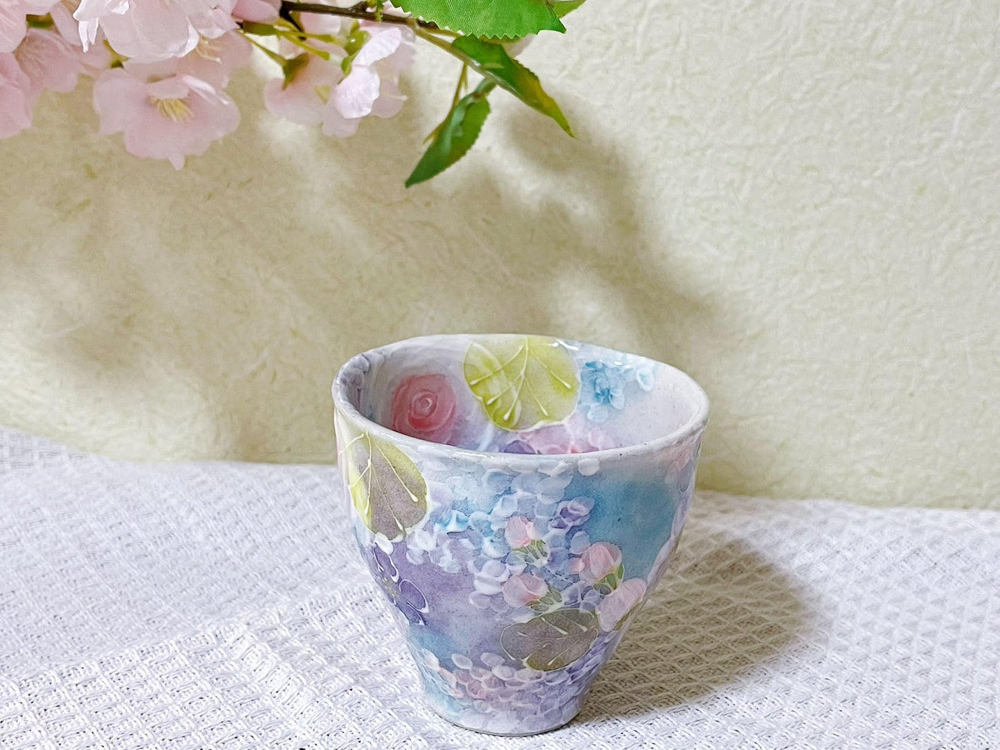 Japanese Handmade Setoyaki Hanami Floral Coffee Cup| 3D Spring Flower Artisan Ceramic Tea Cup|Sakura Flower Afternoon Tea Pottery Mug