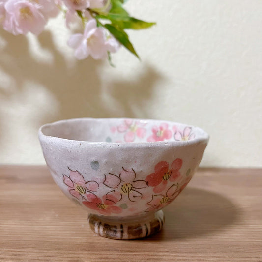 Handmade Japanese Sakura Bowl | Hand Drawn Petals Cherry Blossoms Soup Bowls | Salad Bowls Set | Rice Bowls | Wabi Sabi Style Matcha Bowl