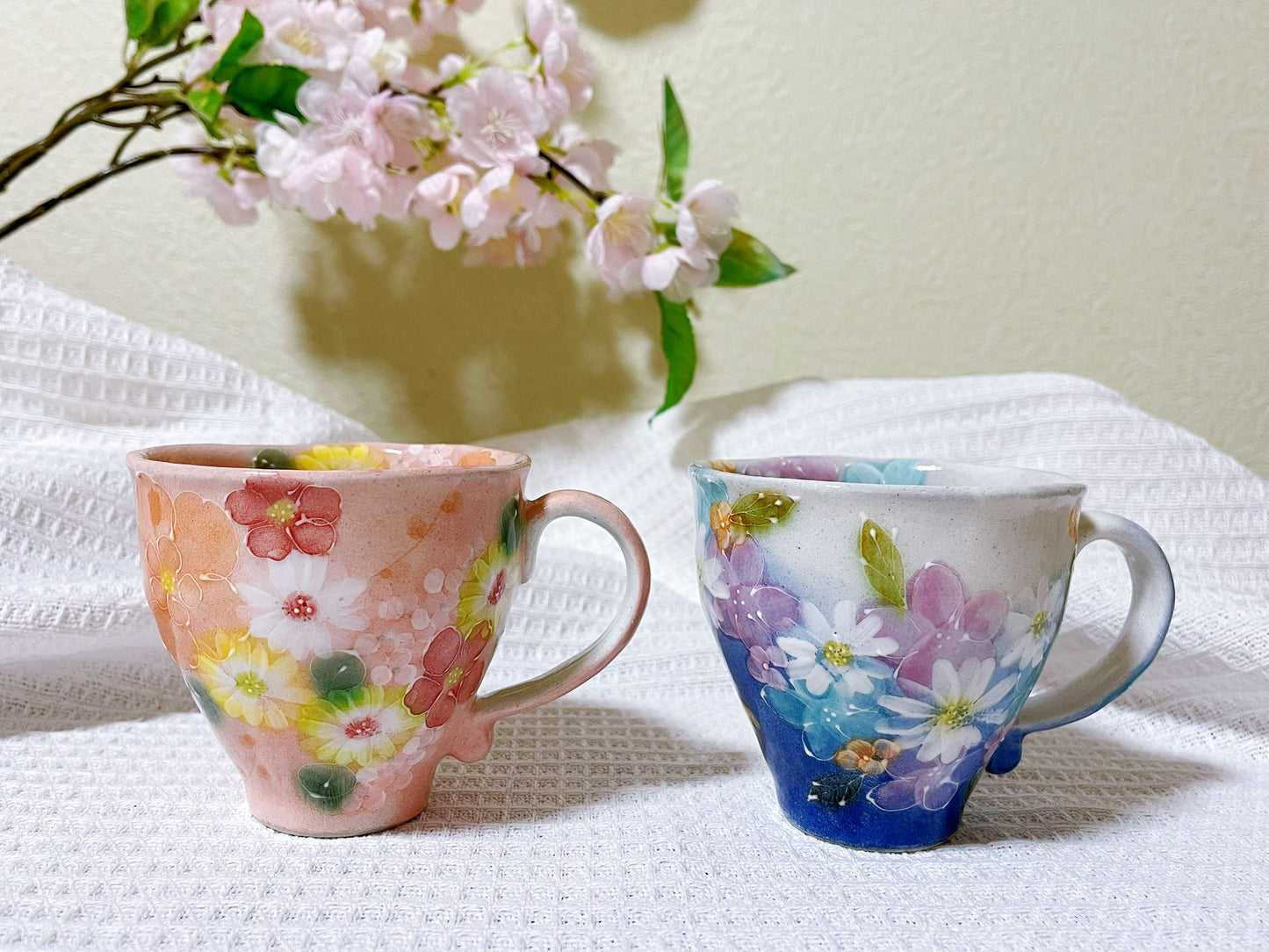 Hand-Painted Rose Tea Mug|Japanese Ceramic Coffee Mug| Handmade Setoyaki Teaware|Authentic Japanese Ceramic Mug with Floral Design