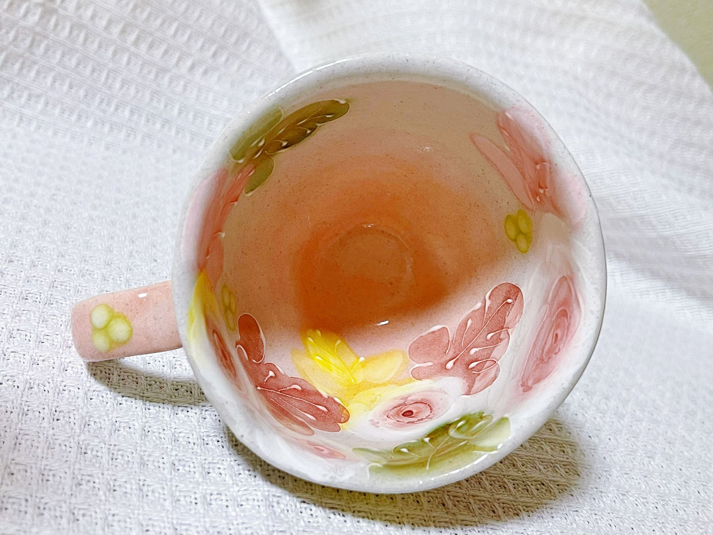 Hand-Painted Rose Tea Mug|Japanese Ceramic Coffee Mug| Handmade Setoyaki Teaware|Authentic Japanese Ceramic Mug with Floral Design