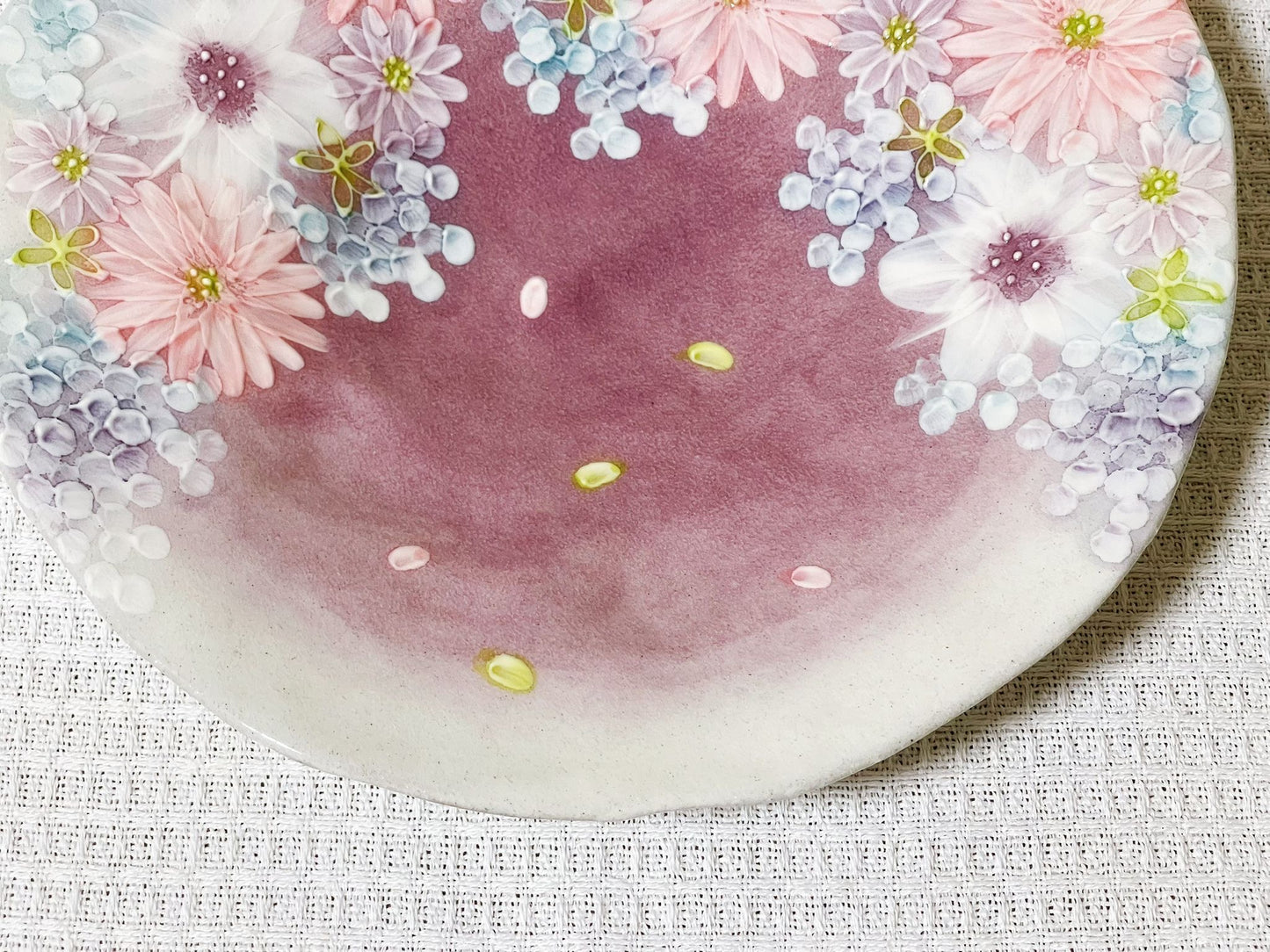 Japanese Seto-Ware hand-painted Sakura Blossom ceramic plate | Japanese premium tableware ceramic artwork | Sakura Pasta Plate / Salad Plate