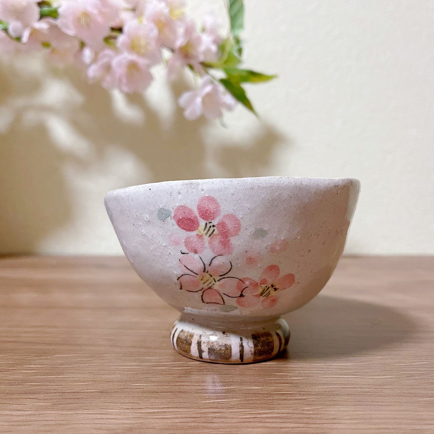 Handmade Japanese Sakura Bowl | Hand Drawn Petals Cherry Blossoms Soup Bowls | Salad Bowls Set | Rice Bowls | Wabi Sabi Style Matcha Bowl