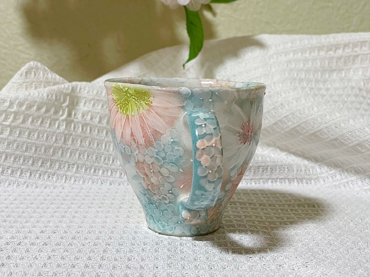 Hand-Painted Rose Tea Mug|Japanese Ceramic Coffee Mug| Handmade Setoyaki Teaware|Authentic Japanese Ceramic Mug with Floral Design