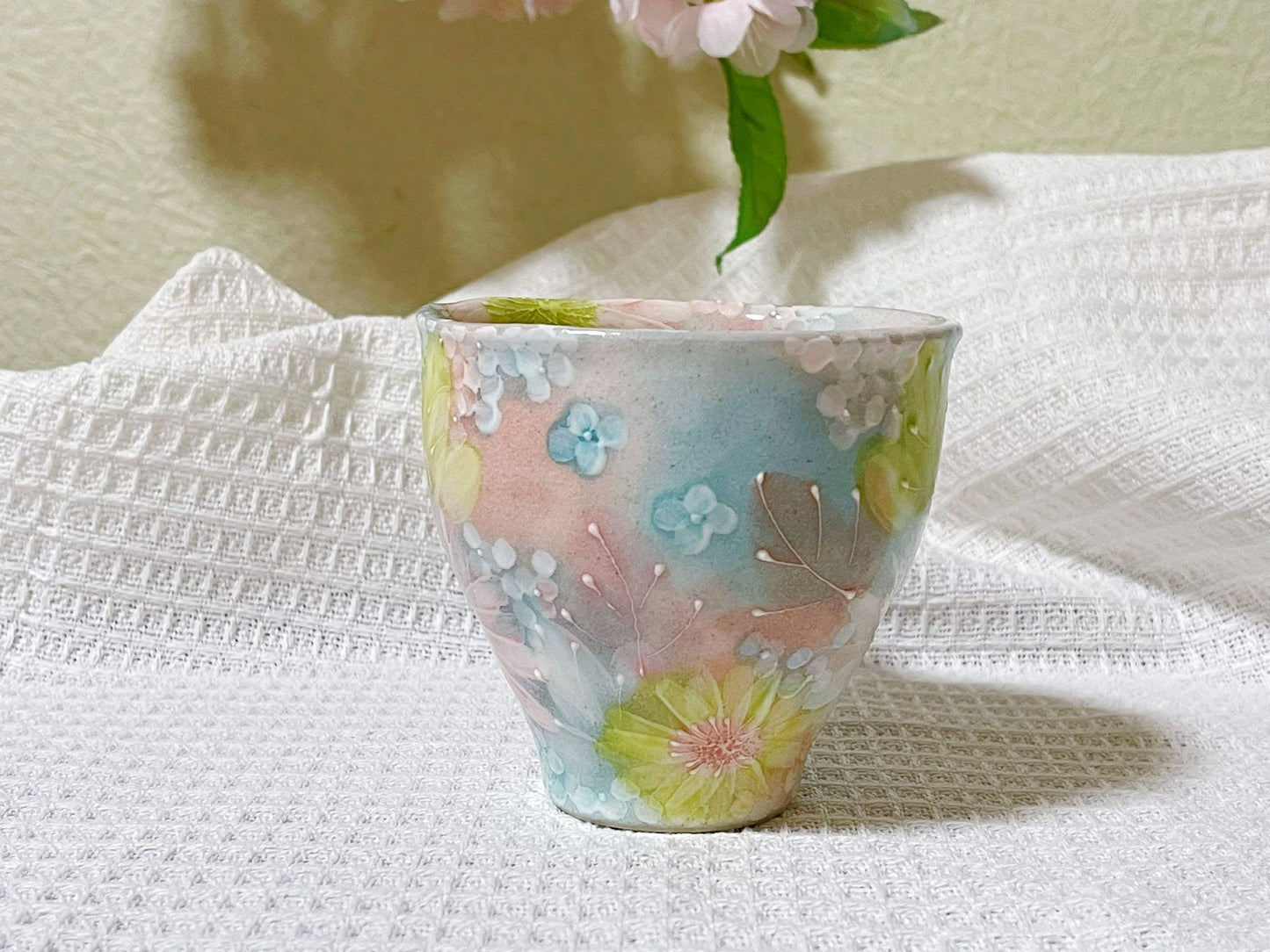 Hand-Painted Rose Tea Mug|Japanese Ceramic Coffee Mug| Handmade Setoyaki Teaware|Authentic Japanese Ceramic Mug with Floral Design