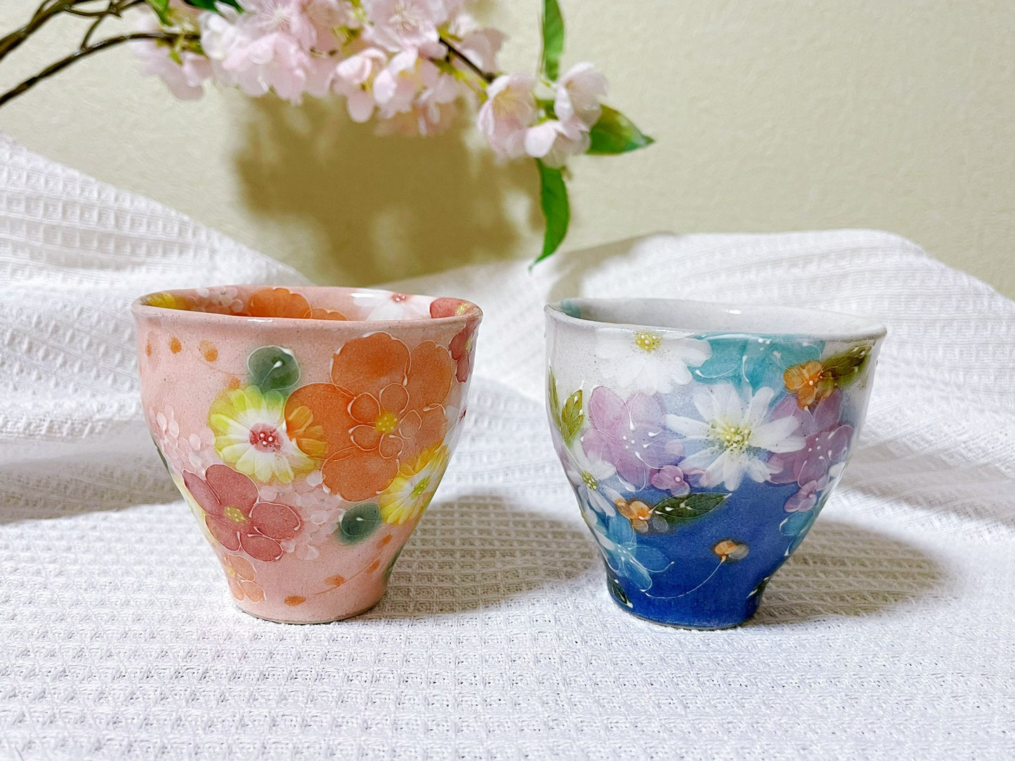 Hand-Painted Rose Tea Mug|Japanese Ceramic Coffee Mug| Handmade Setoyaki Teaware|Authentic Japanese Ceramic Mug with Floral Design