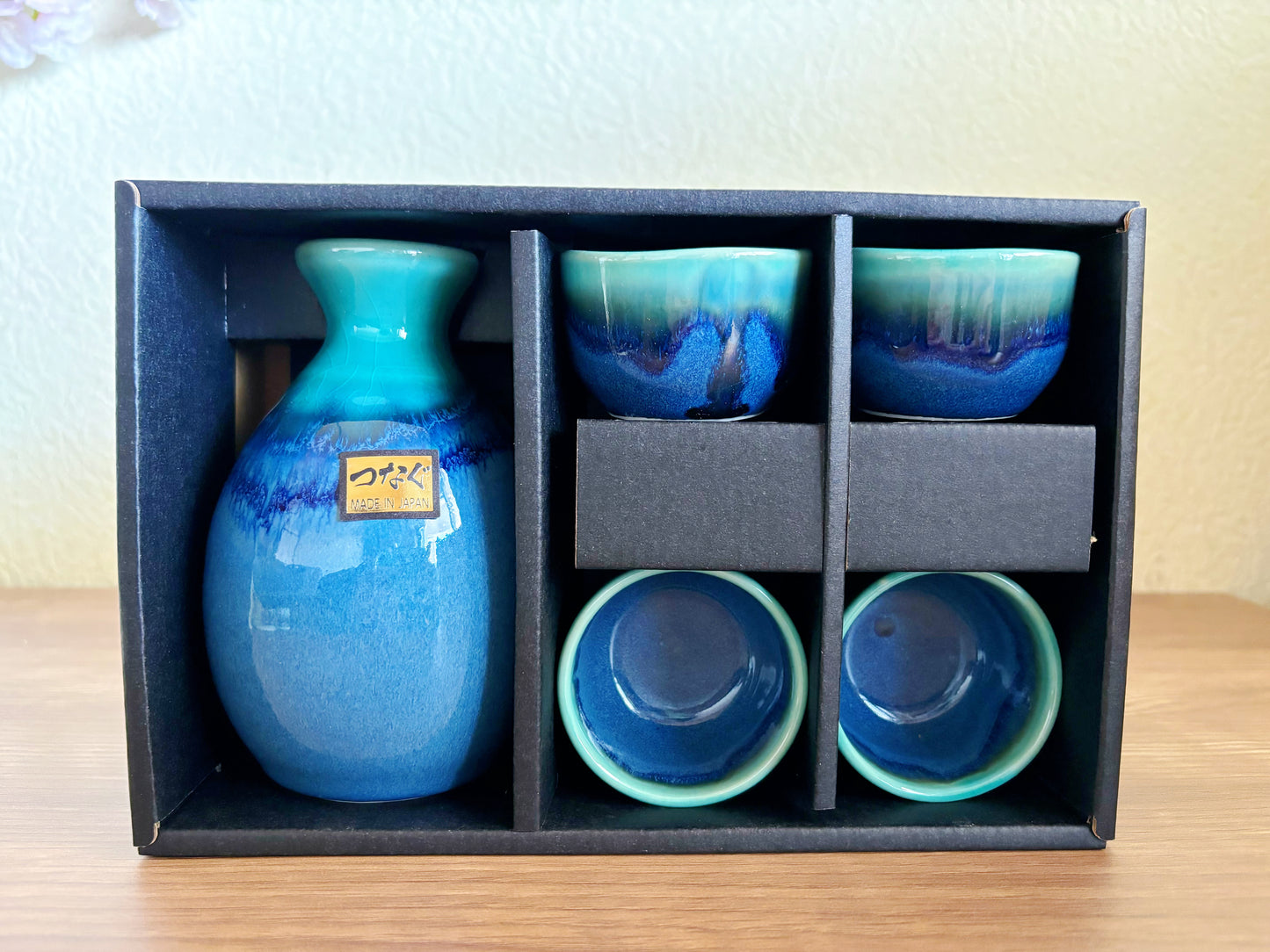 Mino ware Sake Set-sake Bottle and Cup 5-piece Gift Set