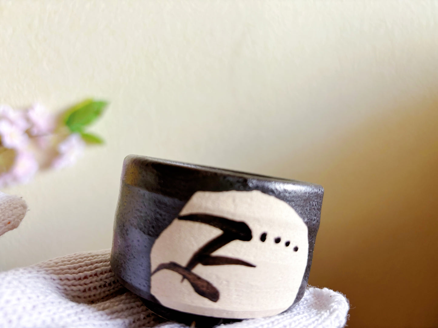 9 Piece Minoyaki Folk Inspired Teacups / Sake Cups | Set of 5 Unique Handmade Japanese Minoware Ceramic Tea Cups in Wooden Giftbox