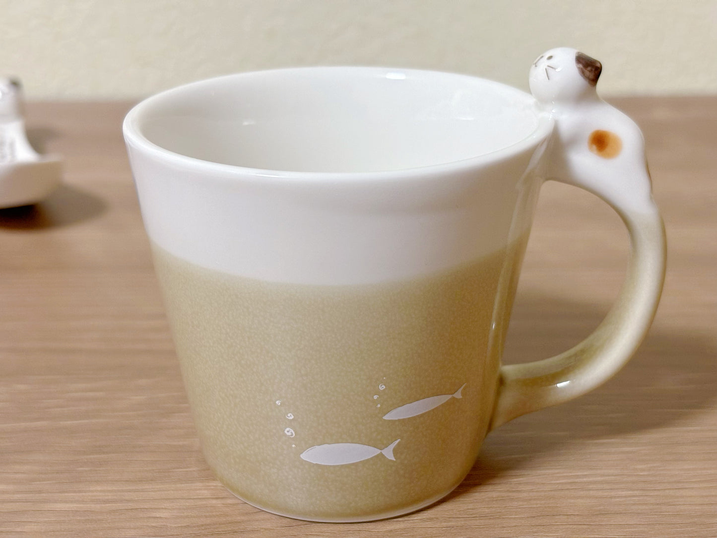 Cat mug, coaster, and spoon three-piece set. Japanese ceramics from Japan.