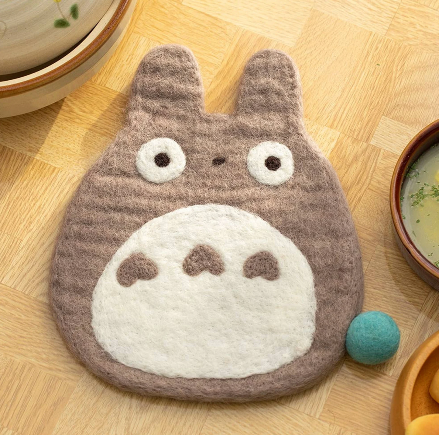 Original Studio Ghibli Handmade Wool Trivet • Totoro, Howl, Kikis Delivery Large Coaster/Place Mat/Pot Mat • Jiji, Calcifer Anime Gift