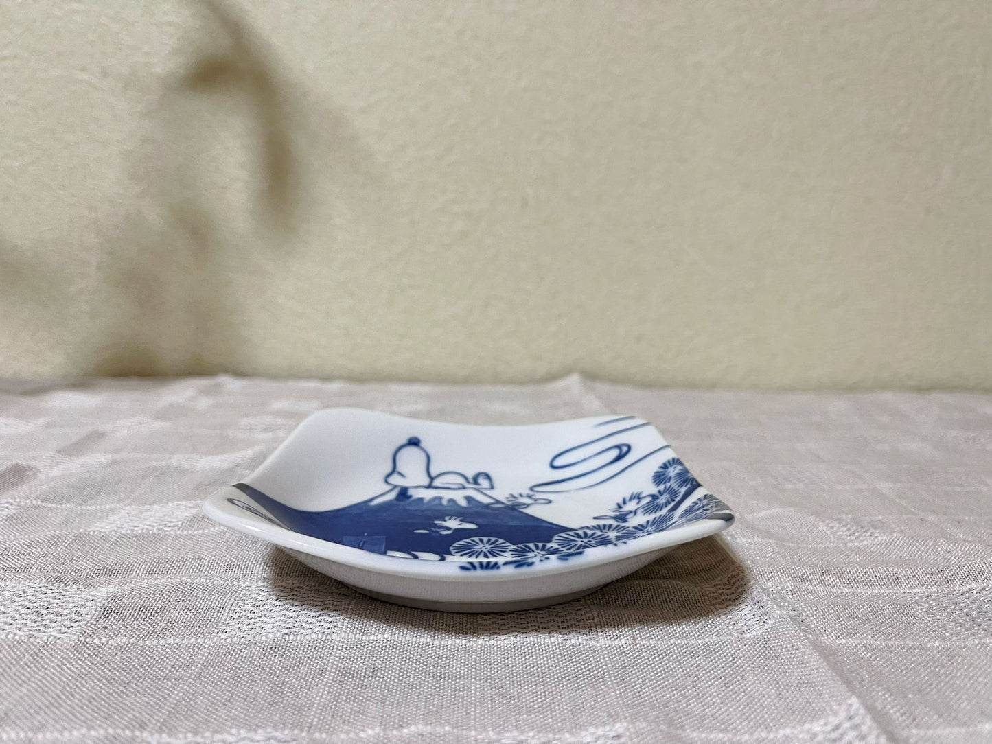 Set of 5 Snoopy Japan Indigo Square Appetizer Plates | Peanuts Snoopy Charlie Brown Mt.Fuji The Great Wave Rare Collectable Tapas Tableware