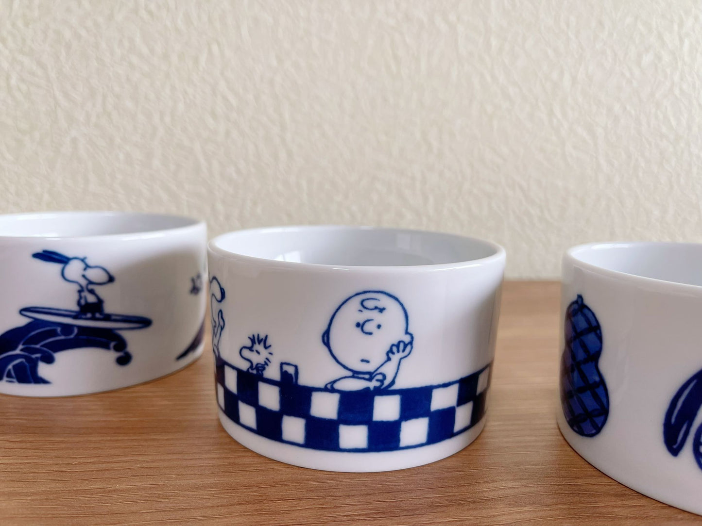 Set of 3 Snoopy Japan Indigo Ceramic Airtight Container | Peanuts Snoopy & Charlie Brown Mt.Fuji The Great Wave Storage Canister/ Lunch Bowl