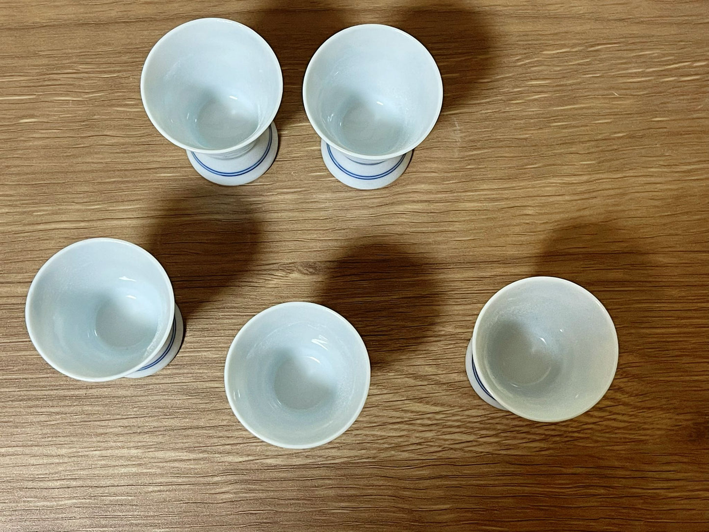 5 Pieces, Jpaneese Mino Ware Ancient Blue Landscape Painting Ceramic Sake Cups,Handmade in Japan