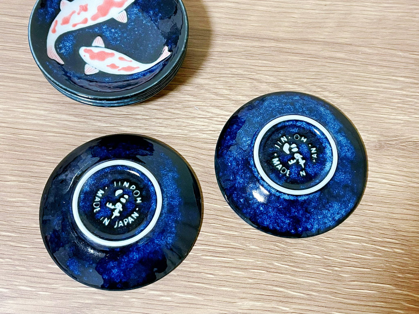 Set of 5, Koi Fish Plate Japanese Mino Ware Made in Japan Tableware Set handmade Salad Bowl/ Pickle Olive Dish/Ice Cream Bowl