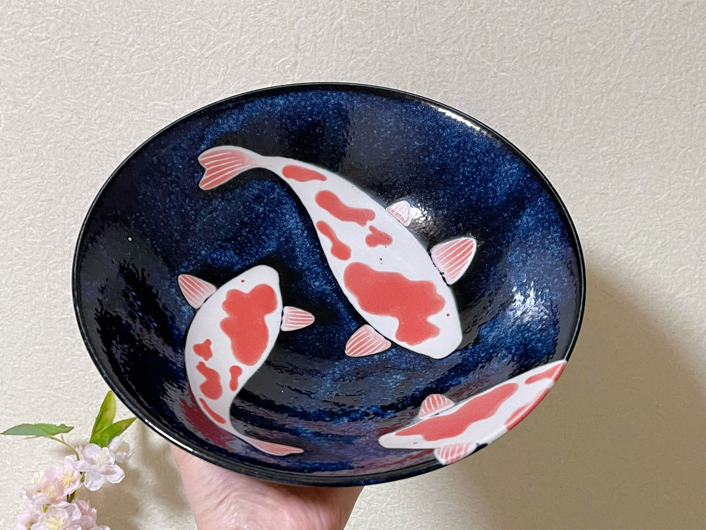 2 Pieces Ramen Bowl Gift Box, Koi Fish Ramen Soup Bowl Japanese Mino Ware Plate Handmade in Japan Tableware Set,Salad Bowl Free Gift Wrapping