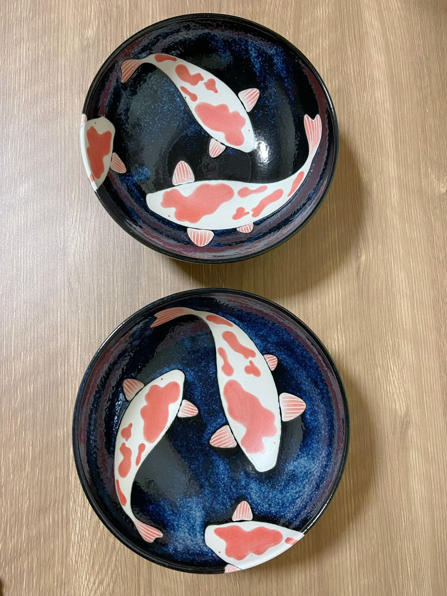 Pair of 2,Koi Fish Ramen Bowl/Plate|Japanese Mino Ware|Made in Japan｜Tableware Set| Authentic Japanese tableware |Handmade 25.5cm