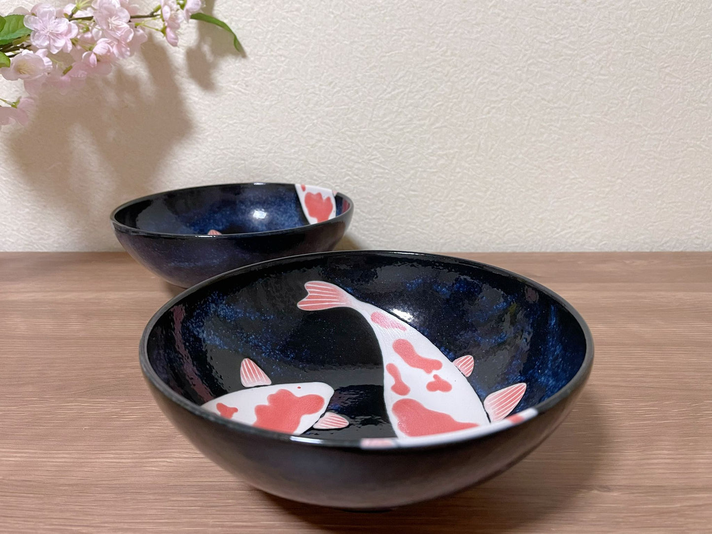 Pair of 2,Koi Fish Ramen Bowl/Plate|Japanese Mino Ware|Made in Japan｜Tableware Set| Authentic Japanese tableware |Handmade 25.5cm