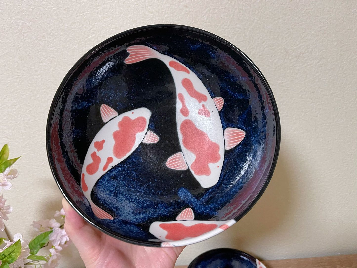 Pair of 2,Koi Fish Ramen Bowl/Plate|Japanese Mino Ware|Made in Japan｜Tableware Set| Authentic Japanese tableware |Handmade 25.5cm