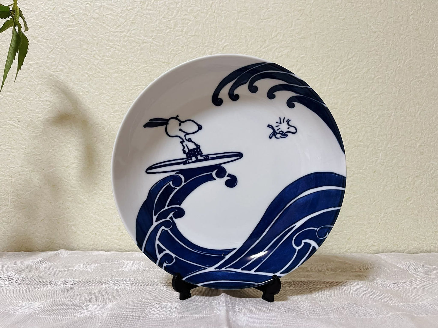 Set of 3 Snoopy Japan Indigo Sometsuke Pasta Plates | Peanuts Japan Snoopy & Charlie Brown Mt.Fuji The Great Wave Rare Collectable Tableware