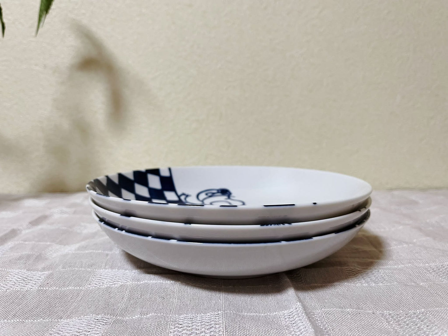 Set of 3 Snoopy Japan Indigo Sometsuke Pasta Plates | Peanuts Japan Snoopy & Charlie Brown Mt.Fuji The Great Wave Rare Collectable Tableware