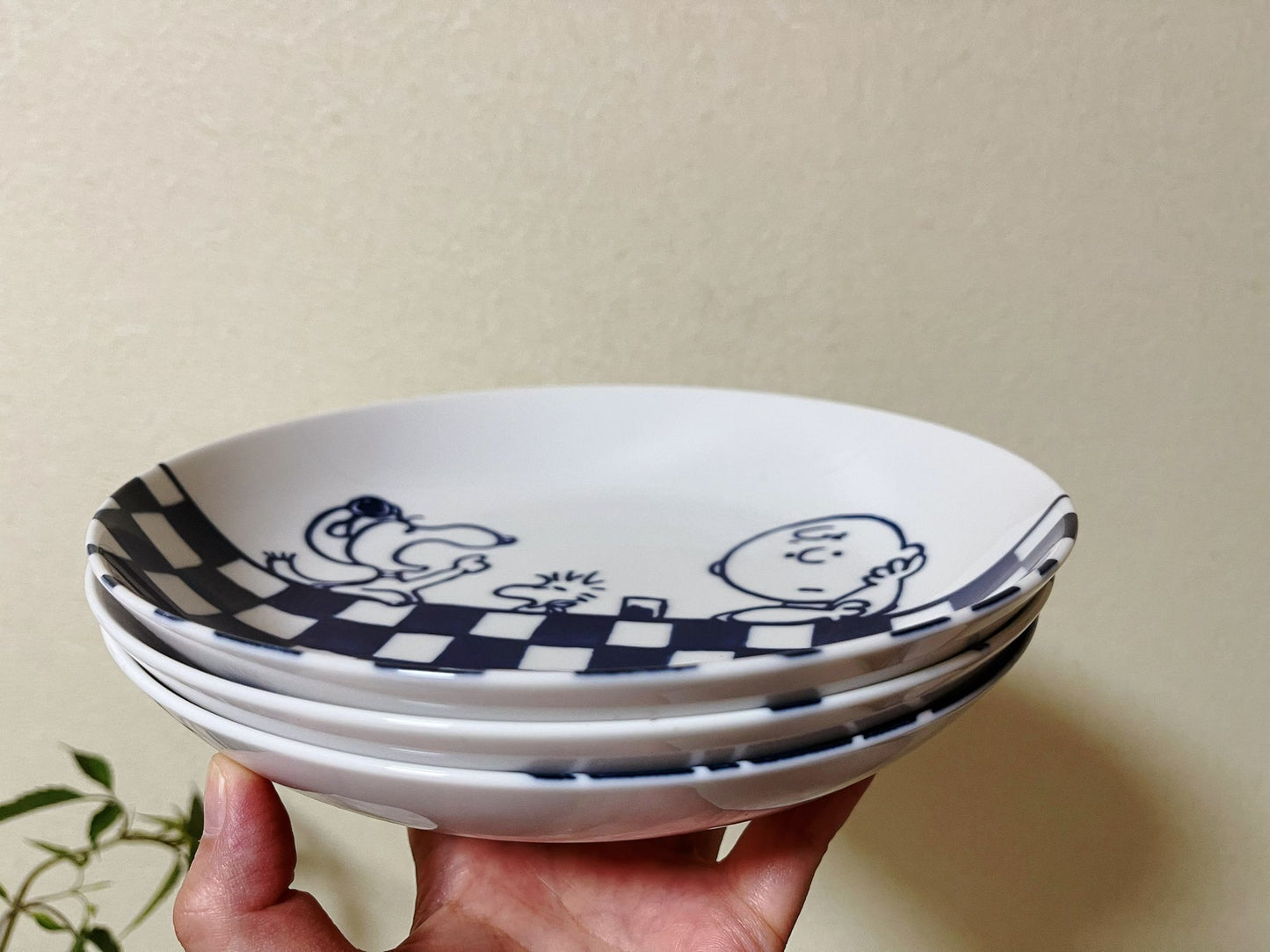 Set of 3 Snoopy Japan Indigo Sometsuke Pasta Plates | Peanuts Japan Snoopy & Charlie Brown Mt.Fuji The Great Wave Rare Collectable Tableware