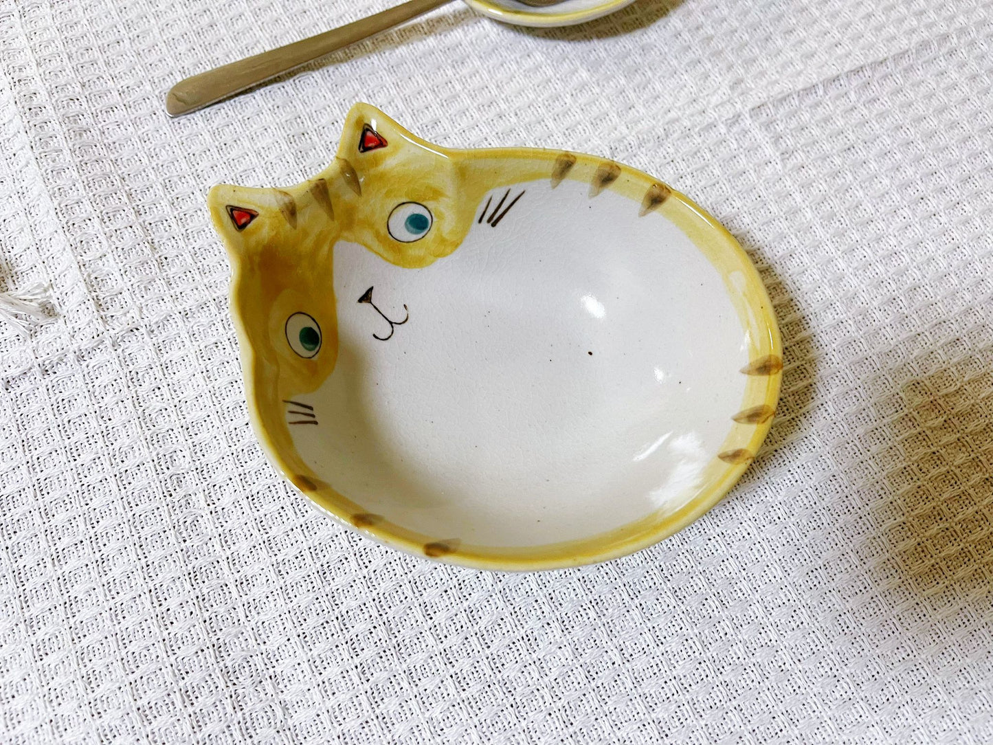 Unique Japanese Cat Shaped Appetizer Plates Perfect for Collectors and Kitty Lovers | Mino Ware Handcrafted Set of 2 Plates