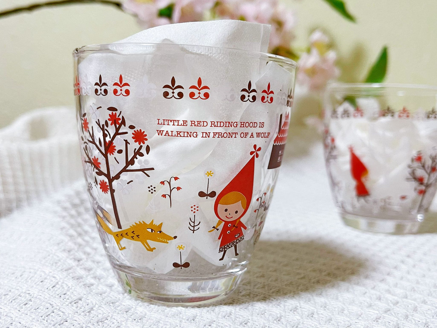 Set of Two,Handcrafted Fairy Tale Glass Cups | Enchanting Little Red Riding Hood Art | Frosty Beverage Glasses | Charming Christmas presents