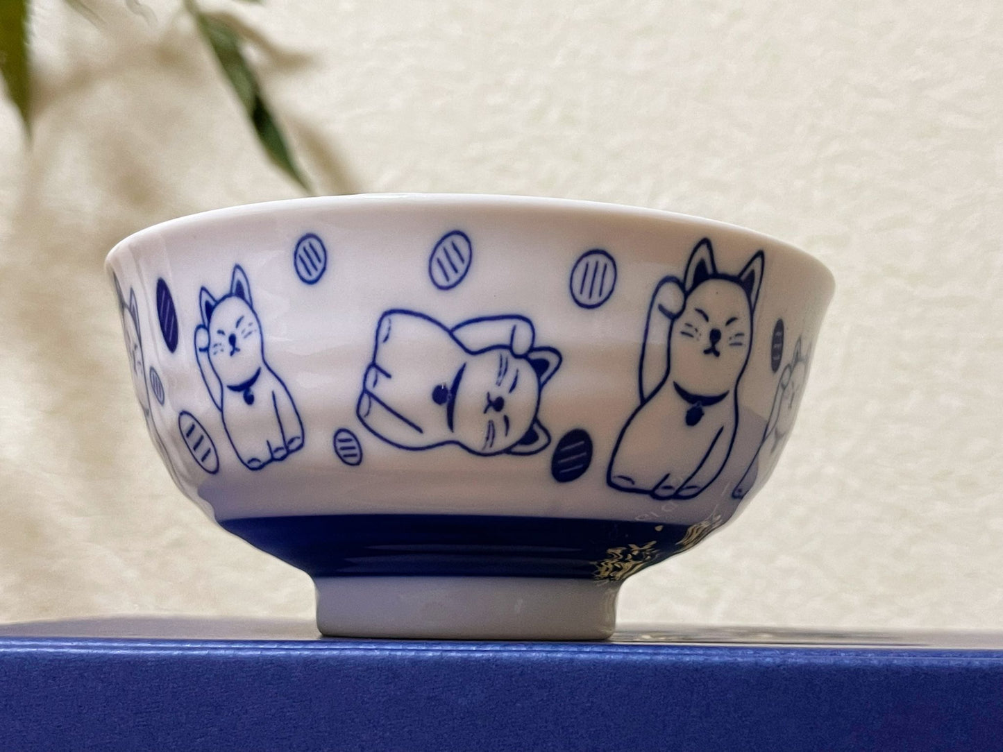 Set of 2,Jpaneese Mino Ware  Lucky Cat Ceramic Bowl Gift Box ｜Mino Yaki Maneki Neko Bowl Set