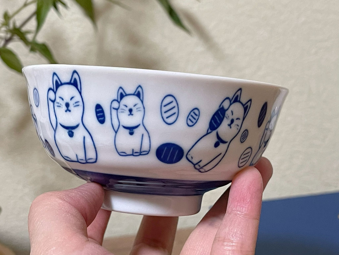 Set of 2,Jpaneese Mino Ware  Lucky Cat Ceramic Bowl Gift Box ｜Mino Yaki Maneki Neko Bowl Set