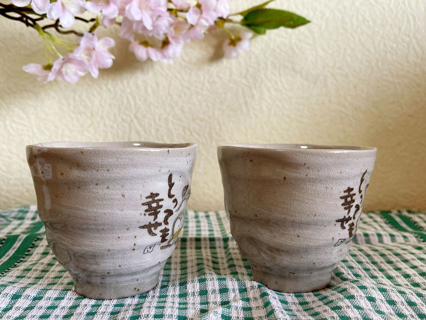 Set of 3,Japanese Kutani Ware Ceramic Coffee Mug Gift Set, Owl Tea Cup/Coffee Mug,Blessing Lucky Pattern Pottery Mug