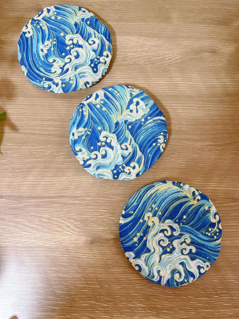 Set of 5, Japanese Handmade Great Wave Cup Coaster| Waves Coaster |Ocean Wave Tea Cup Coasters | Coffee Mug Mat Gift Set | Plate Coaster