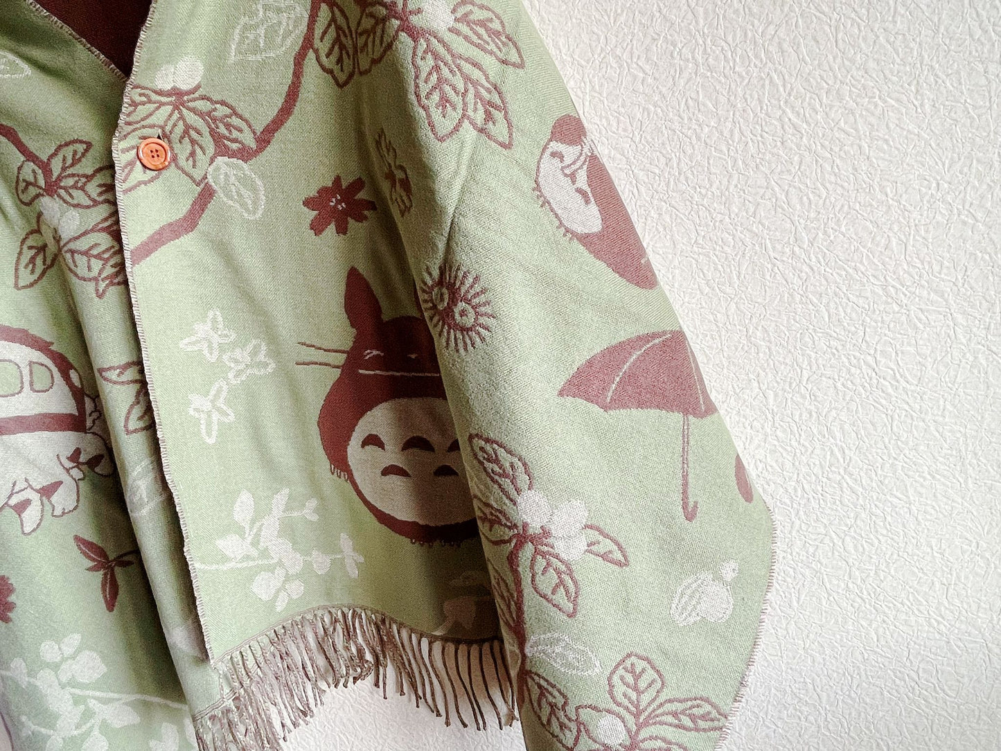 Original Ghibli Totoro Shoulder Shawl • My Neighbor Totoro Jacquard Stole/Scarf/Tippet/Cape/Put-on/Muffler • Catbus Studio Ghibli Gift