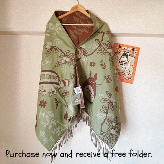 Original Ghibli Totoro Shoulder Shawl • My Neighbor Totoro Jacquard Stole/Scarf/Tippet/Cape/Put-on/Muffler • Catbus Studio Ghibli Gift