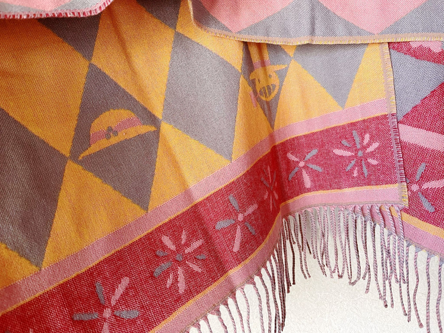 Original Ghibli Shoulder Shawl • Howls Moving Castle Jacquard Stole/Scarf/Tippet/Cape/Put-on/Muffler • Calcifer Anime Ghibli Studio Gift