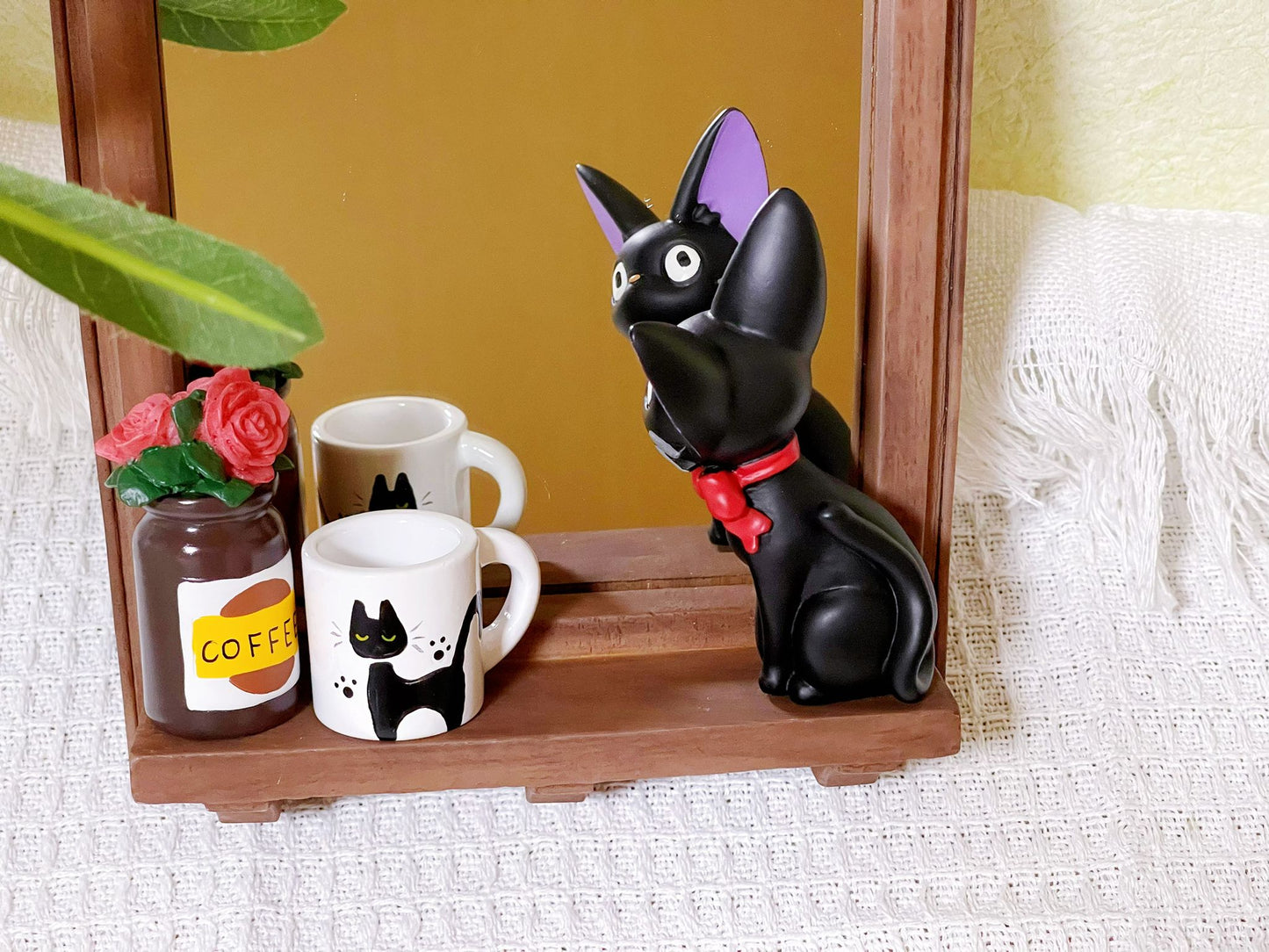 Original Ghibli Jiji Wall/Desk Mirror • Kikis Delivery Service Wall Hanging/Home Decor/Interior Diorama/Figure/Figurine • Studio Ghibli Gift