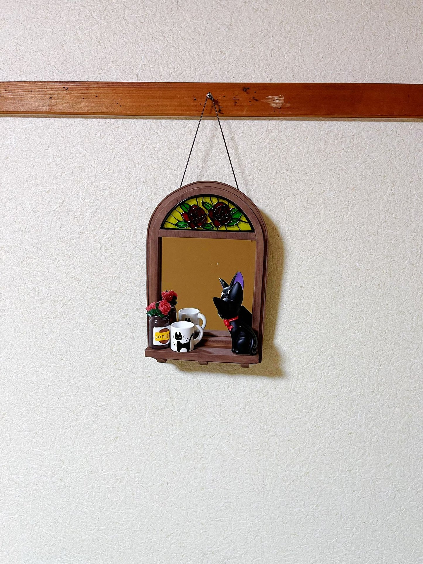 Original Ghibli Jiji Wall/Desk Mirror • Kikis Delivery Service Wall Hanging/Home Decor/Interior Diorama/Figure/Figurine • Studio Ghibli Gift