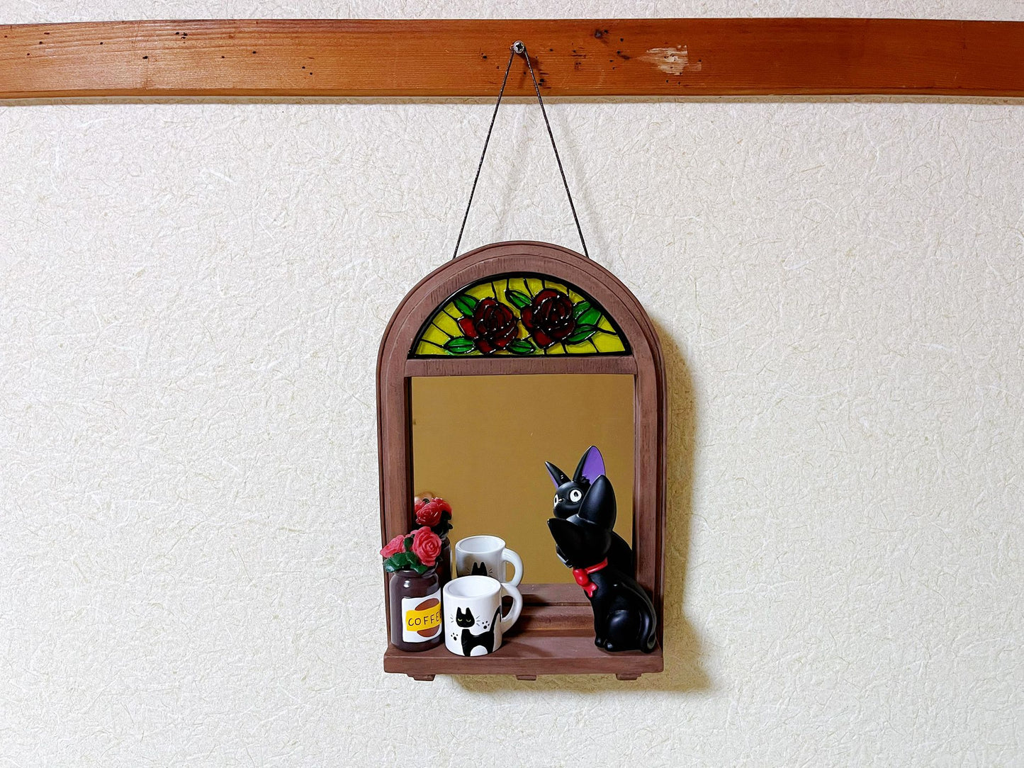 Original Ghibli Jiji Wall/Desk Mirror • Kikis Delivery Service Wall Hanging/Home Decor/Interior Diorama/Figure/Figurine • Studio Ghibli Gift