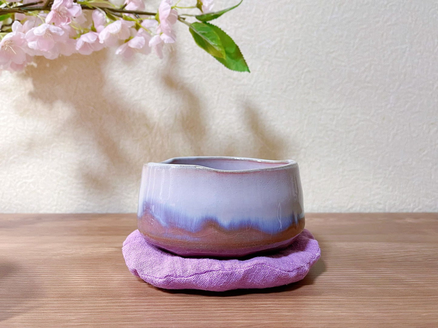 Powdered Blush Pink Wabi-Sabi Ceramic Ceremonial Matcha Bowl - Handmade in Japan | Pink & Lilac Ombre Japanese Chawan Tea Ceremony Essential