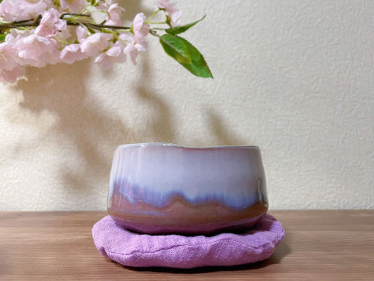 Powdered Blush Pink Wabi-Sabi Ceramic Ceremonial Matcha Bowl - Handmade in Japan | Pink & Lilac Ombre Japanese Chawan Tea Ceremony Essential