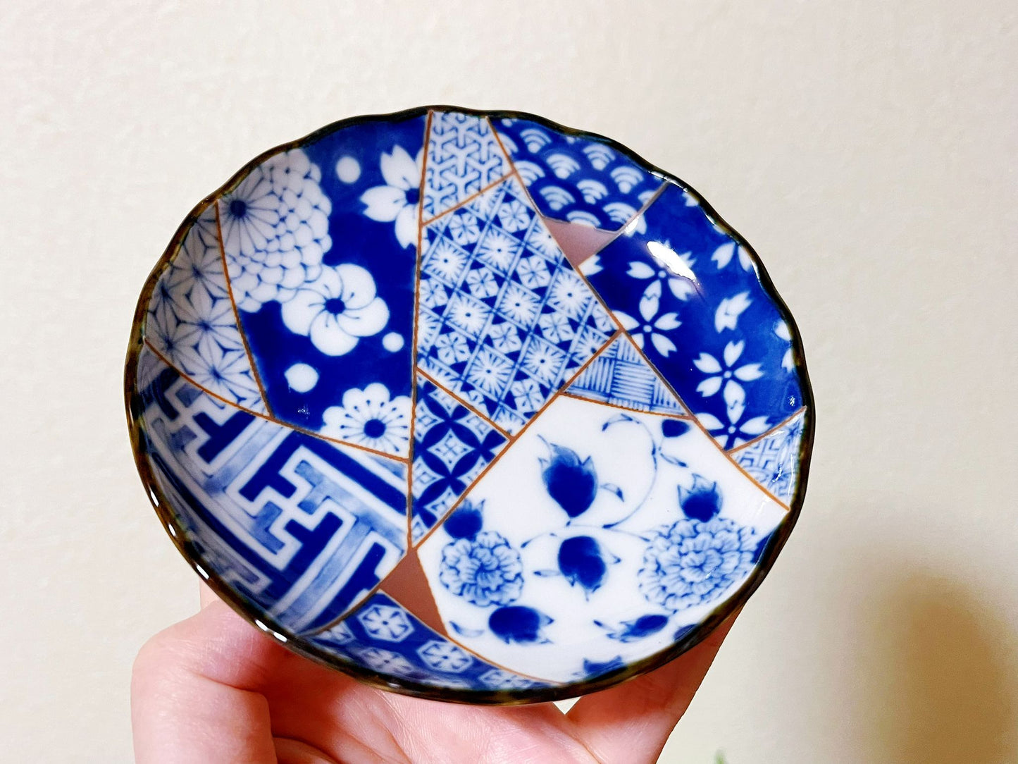 Set of 3,Kintugi Style Sakura Plates |Exquisite Japan Mino Ware Handmade Ceramic Dishes | Tapas Desserts |Soy Sauce Plate/ Pickle Olive Dish