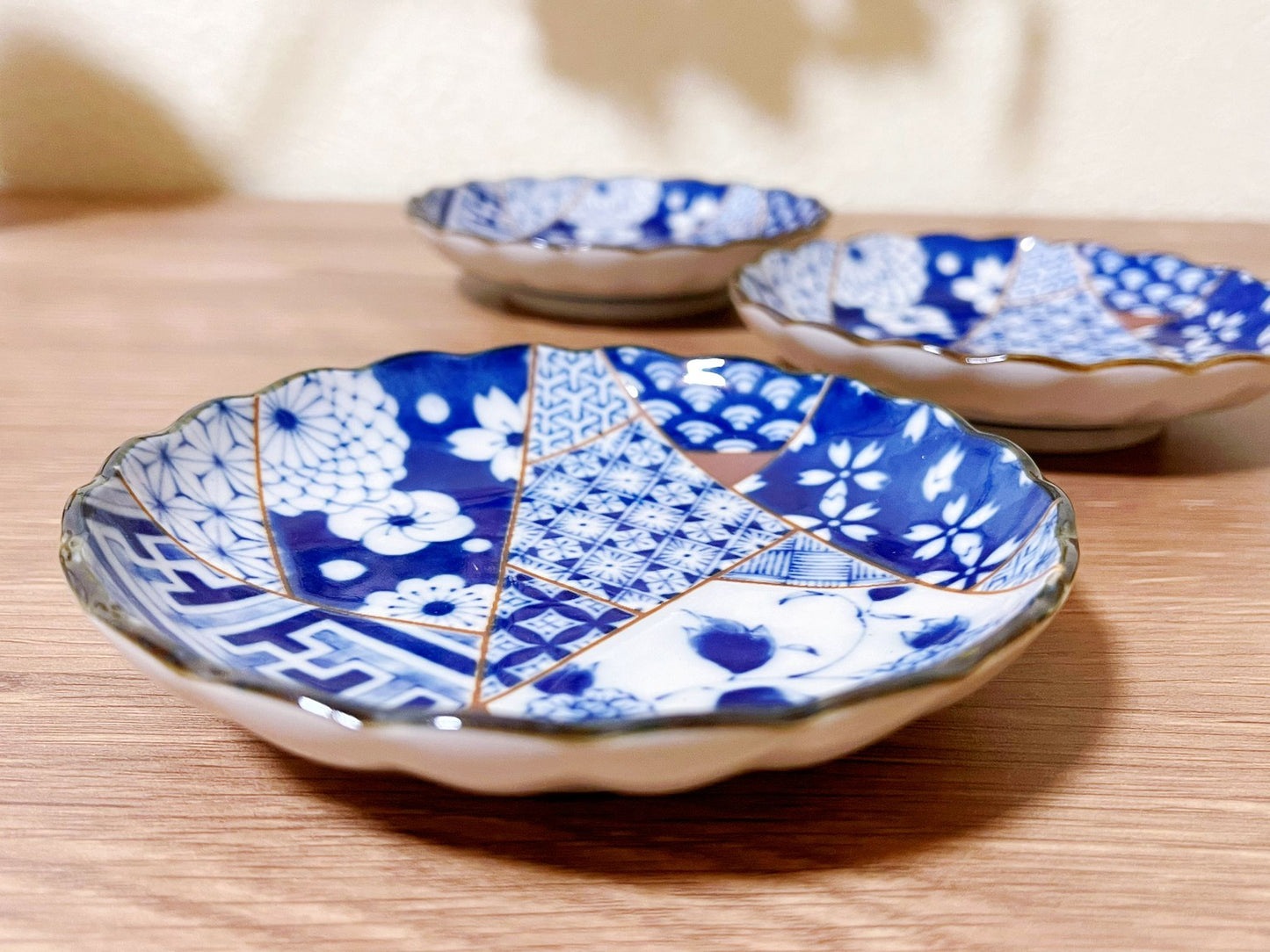 Set of 3,Kintugi Style Sakura Plates |Exquisite Japan Mino Ware Handmade Ceramic Dishes | Tapas Desserts |Soy Sauce Plate/ Pickle Olive Dish