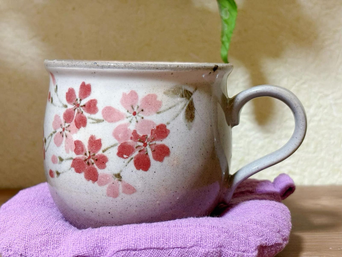 Japanese Handmade Ceramic Sakura Coffee Mug | Mino Ware Cherry Blossoms Tea Cups & Coaster Gift Set